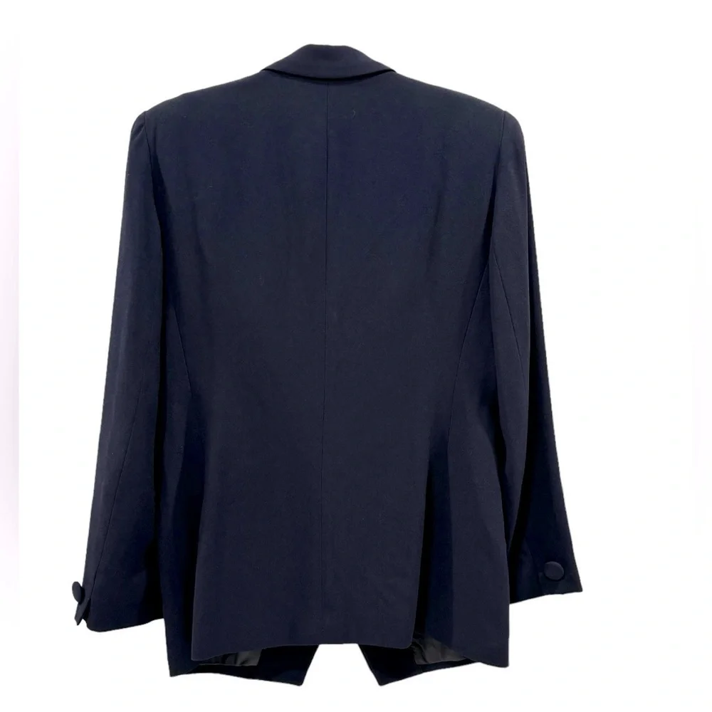 CHRISTIAN DIOR Navy Blue Draped Collar Button Closure Blazer Size 10 VGUC